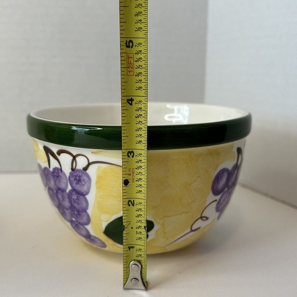 Lillian Vernon Fruit Nesting Bowls, Set of 2 Ceramic Apple 4.5"H x 7"W & Grapes - Picture 9 of 13